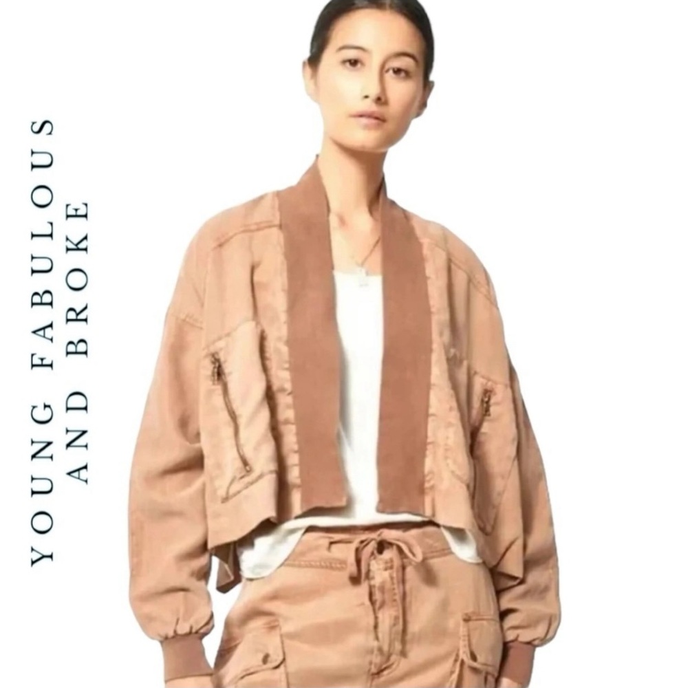 Young Fabulous and Broke Cropped open front bomber